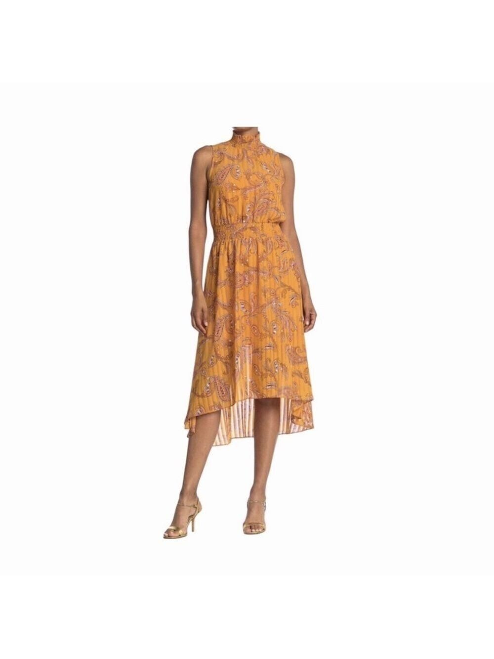 Nanette Lepore Gold Paisley Dress Size 8 - Picture 2 of 7